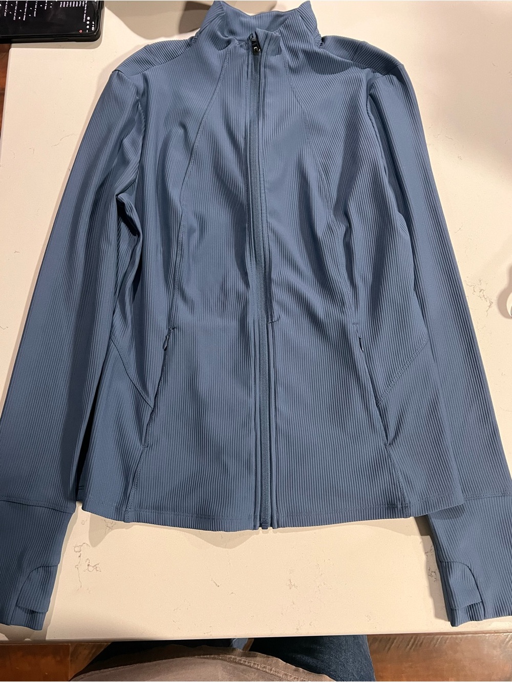 Women's Dusty Blue Bomber Jacket with Zip Front